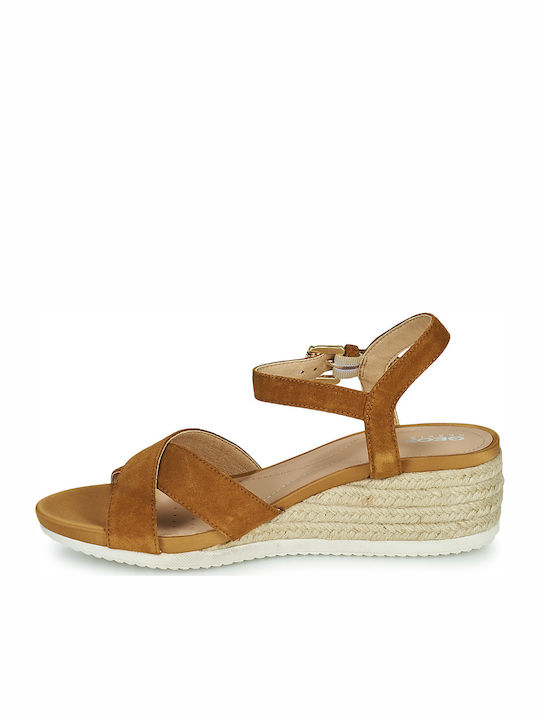 D Ischia Corda C Anatomic Women's Leather Ankle Strap Platforms Brown D02HHC 00022 C2021