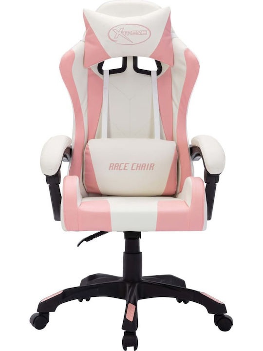 vidaXL 288004 Καρέκλα Gaming Δερματίνης με RGB Φωτισμό Pink/White