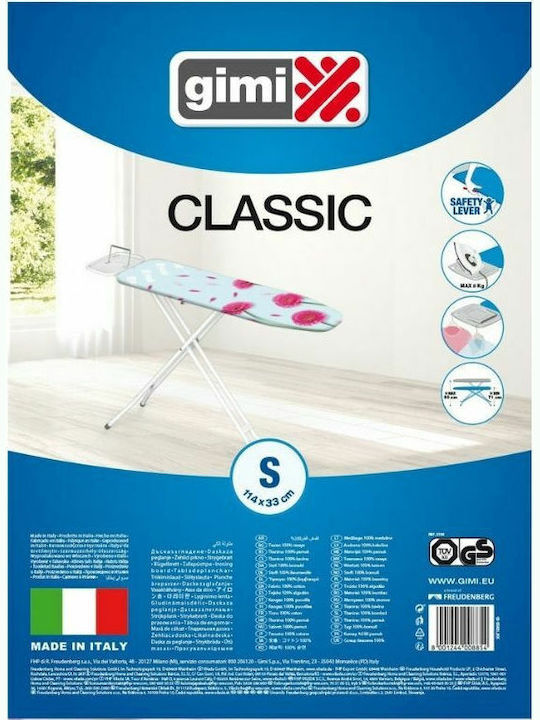 Gimi Classic Ironing Board for Steam Iron Foldable Gerberas 132x33x90cm