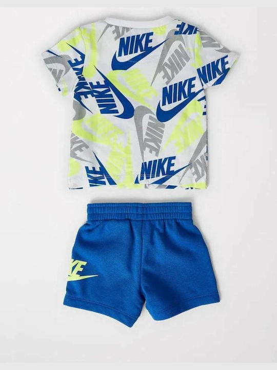 Nike Kinder Set mit Shorts Sommer 2Stück Weiß Sportswear Toss AOP I