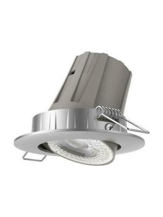 Elvhx Rund Metallisch Einbau Spot mit integriertem LED und Natürliches Weißes Licht 8W 4000K Silber 8x8cm. 1Stück