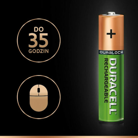 Duracell Επαναφορτιζόμενες Μπαταρίες AAA Ni-MH 750mAh 1.2V 4τμχ