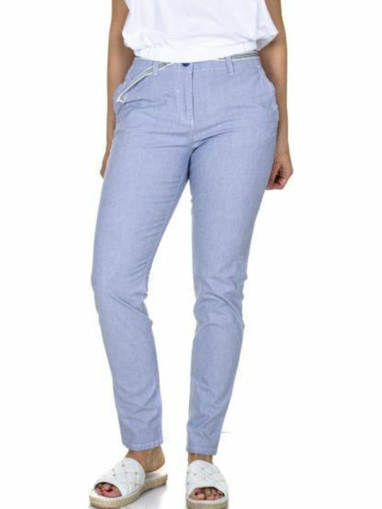 Γυναικείο Chino Παντελόνι σε Slim Εφαρμογή Γαλάζιο