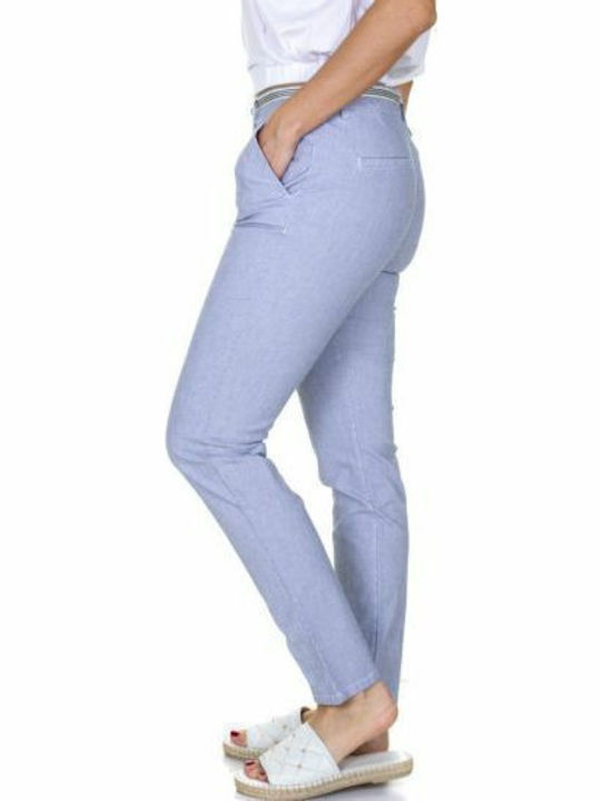Γυναικείο Chino Παντελόνι σε Slim Εφαρμογή Γαλάζιο