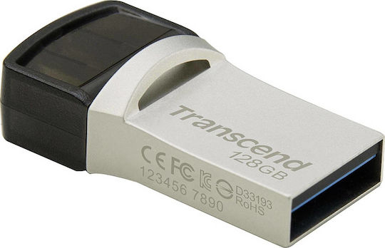 Transcend JetFlash 890 128GB USB 3.1 Stick with connection USB-A & USB-C Silver