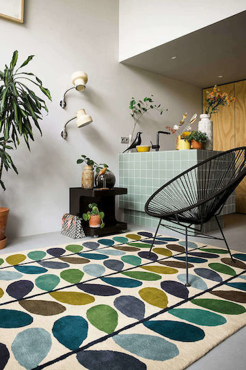 Orla Kiely Stem Kingfisher Lucrat manual Covor Rectangular Din lână Multi