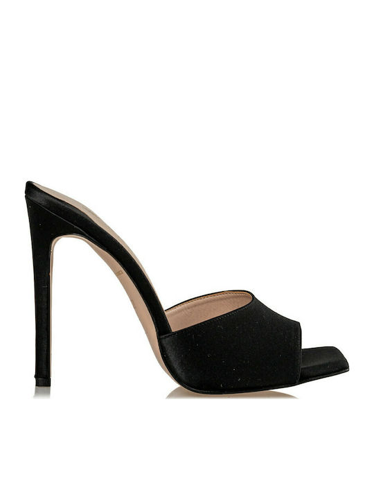 Envie Shoes Mules με Λεπτό Ψηλό Τακούνι σε Μαύρο Χρώμα