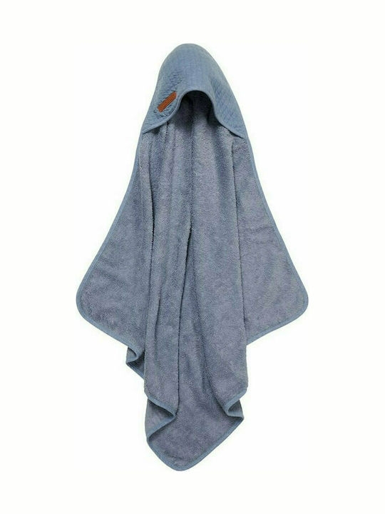 Little Dutch Hooded Baby Bath Towel Pure Blue