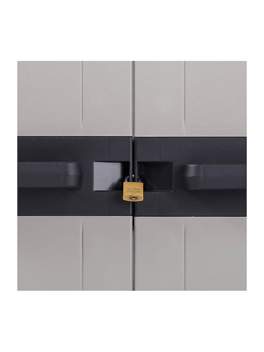 Δίφυλλη Ντουλάπα Bios Mega XXL Πλαστική με 3 Ράφια Black / Warm Grey 89x54x190εκ.