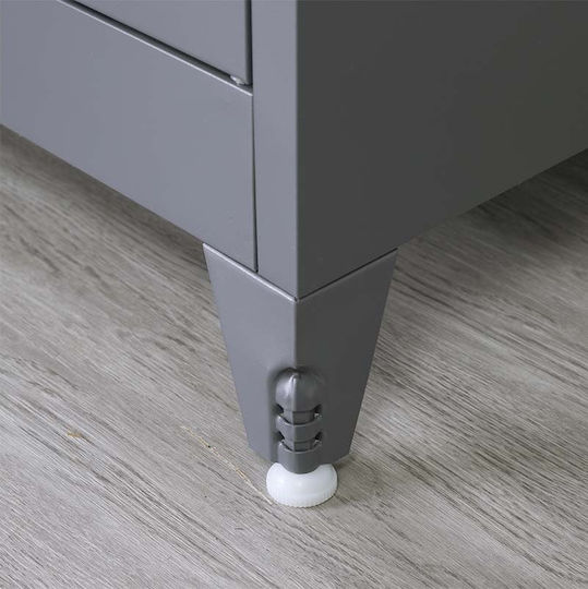 Doppelflügeliger Metallischer Gaalvanisierte Außenschrank mit Verriegelungsfunktion mit Trennwand & 3 Regale Anthrazit Matt 70x40x181cm