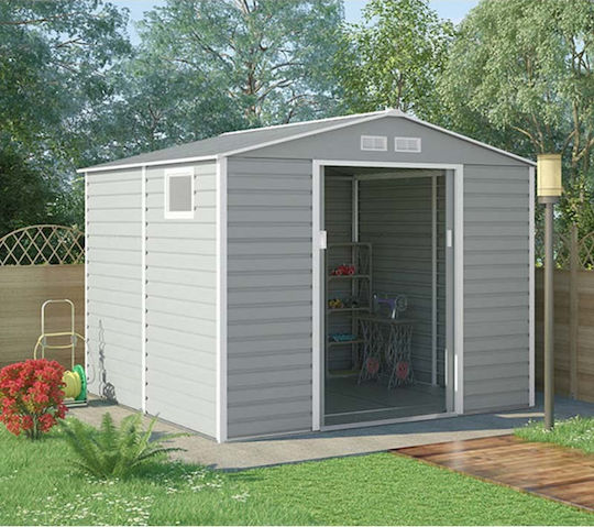 Evan Plus Metallic Galvanized Garden Warehouse with Double-Leaf Door & Air Vent Grey L2.13xW1.91xH2.11cm