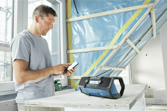 Bosch GPB 18V-2 SC Επιτραπέζιο Ραδιόφωνο Επαναφορτιζόμενο DAB+ με Bluetooth και USB Μπλε