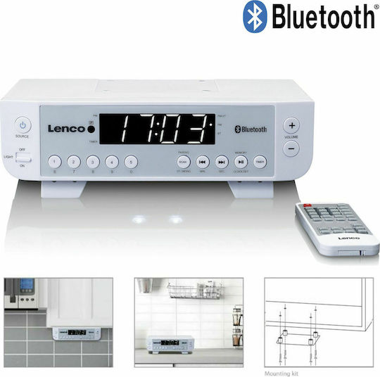 Lenco KCR-100 Επιτραπέζιο Ραδιόφωνο Ρεύματος με Bluetooth Λευκό