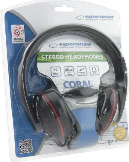 Esperanza EH144 Coral Ενσύρματα On Ear Ακουστικά Μαύρα