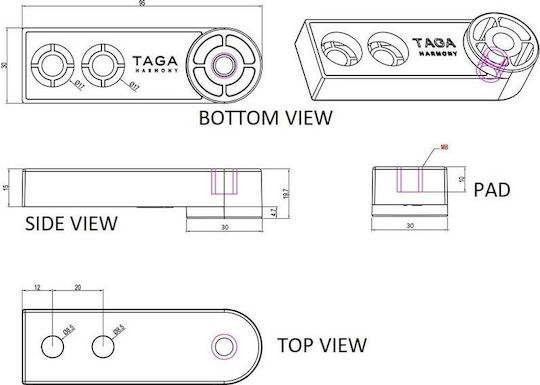 Taga Harmony TSF-002 Αντικραδασμικές Ακίδες Σετ 4 Τεμαχίων Μαύρο