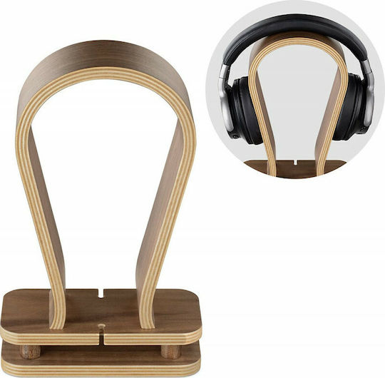 Navaris Omega Desktop Headphone Stand Walnut Wood
