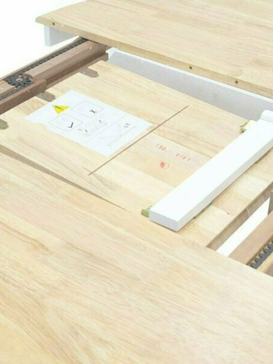 Lars Masă Sala de mese Masa extensibilă Lemnoasă Alb - Natural 100(+38)x100x75buc