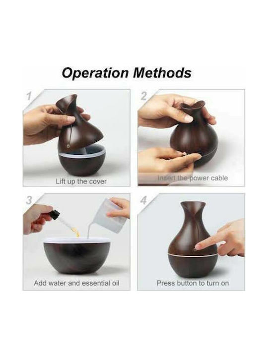 Led Συσκευή Αρωματοθεραπείας Υπερήχων Mini Aroma Humidifier J-036 Καφέ 130ml