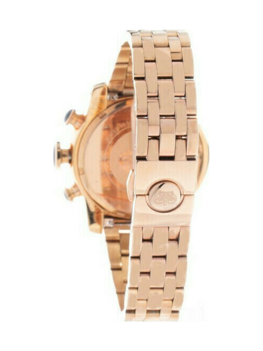 Glam Rock Watch with Pink Gold Metal Bracelet