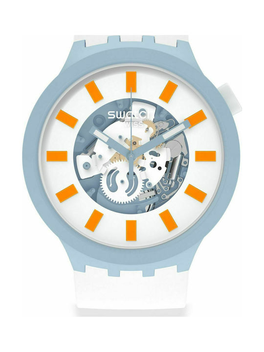 Swatch Blite Watch with White Rubber Strap