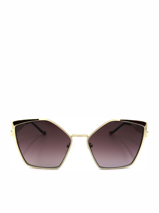 Borbonese Ville Women's Sunglasses with Gold Metal Frame and Purple Gradient Lens VILLE 12