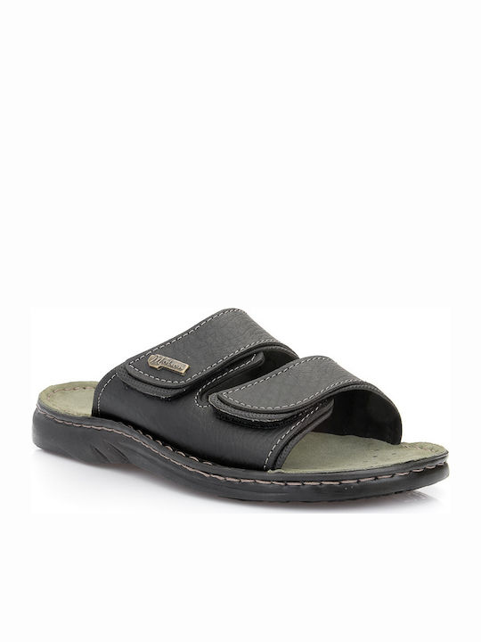 Leder Herrensandalen in Schwarz Farbe