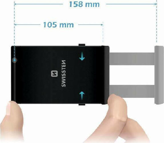 Swissten S-GRIP T1-OP Auto Handy- & Tablet-Halterung mit verstellbaren Haken Schwarz