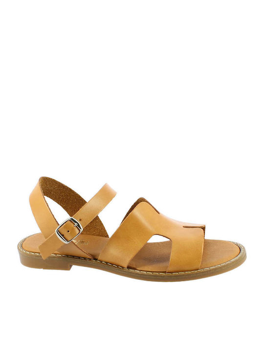 Antrin 98.1165 Leather Women's Flat Sandals Anatomic in Beige Color