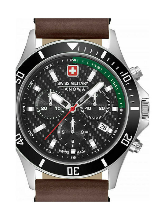 Swiss Military Hanowa Flagship Racer Uhr Chronograph Batterie mit Braun Lederarmband