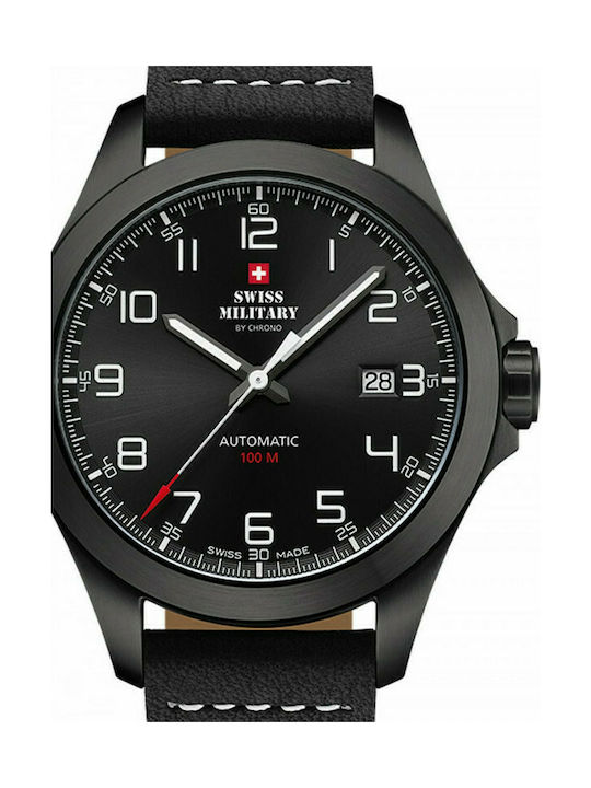 Swiss Military by Chrono Watch Automatic with Black Leather Strap SMA34077.04