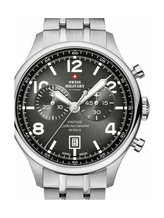 Swiss Military by Chrono Часовник Хронограф Батерия с сребърен Метална Гривна SM30192.01