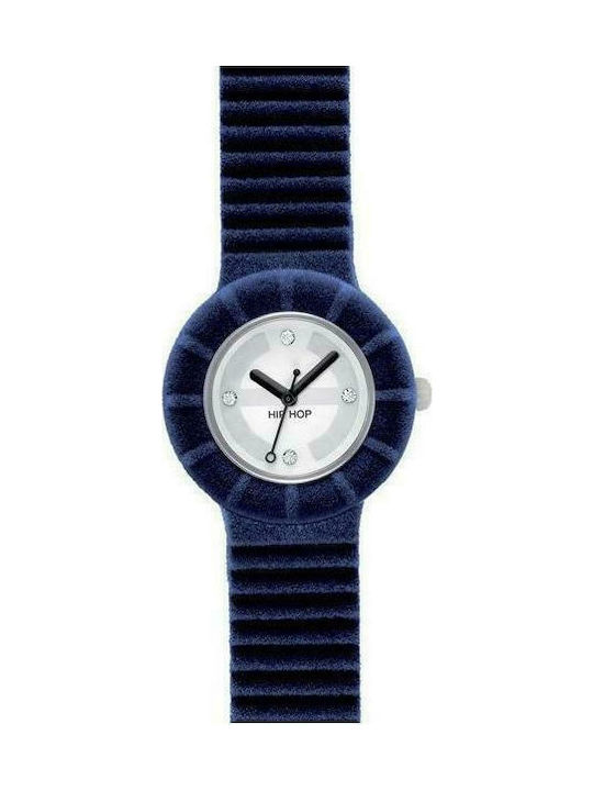 HipHop Hip Hop Velvet Watch with Navy Blue Fabric Strap