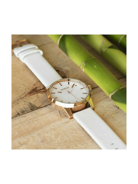 Oozoo Watch with White Leather Strap