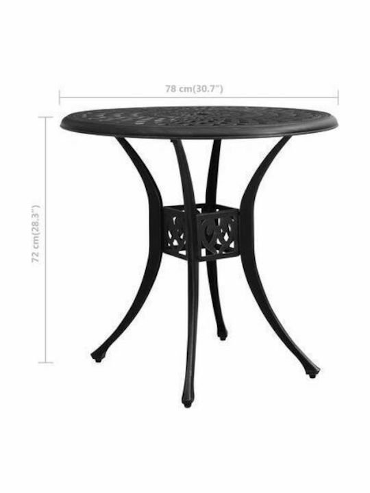 Outdoor Dinner Free Standing Table with Glass Surface and Aluminum Frame Black 78x78x72cm
