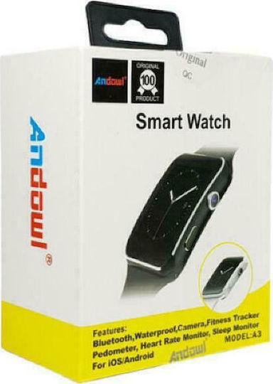 Andowl A3 Smartwatch with SIM and Heart Rate Monitor (Black)