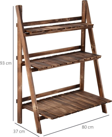 Outsunny Klappbares Regal Ebenen Blumentopf-Regal Holz Braun 93cmx37cmx93cmcm.