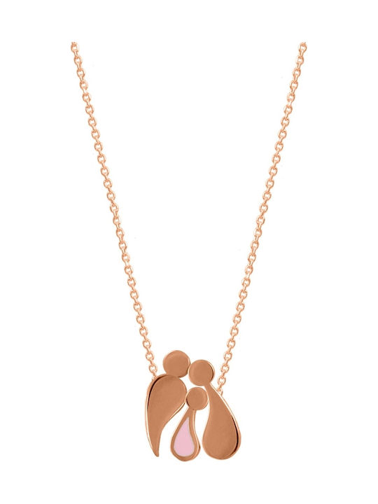 Rose Gold Plated Necklace Made of 925 Silver With Triple Family Pendant FD3MPGRG