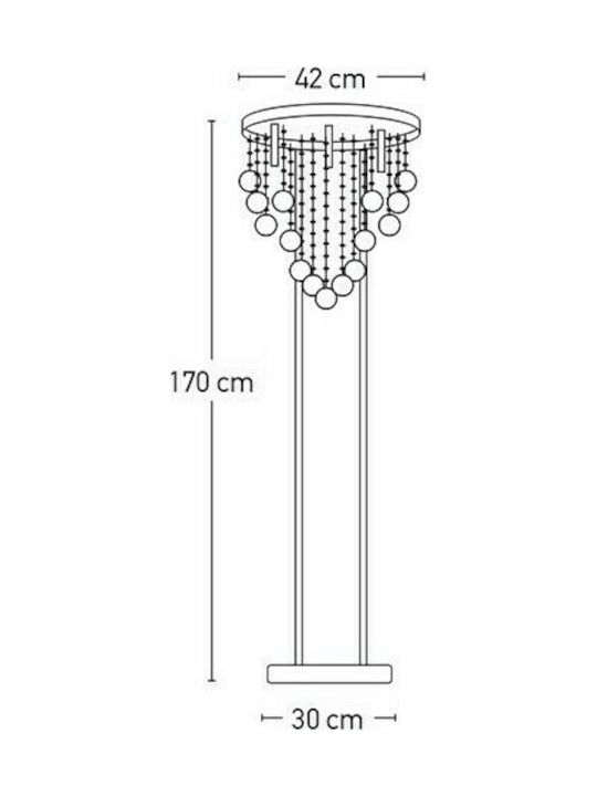 Inlight 45334 Vintage Floor Lamp H170xW30cm. with Socket for Bulb G9 Chromium