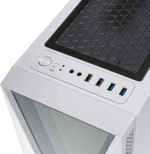 Kolink Void Gaming Midi-Turm Computergehäuse mit Seitenfenster und RGB-Beleuchtung Weiß