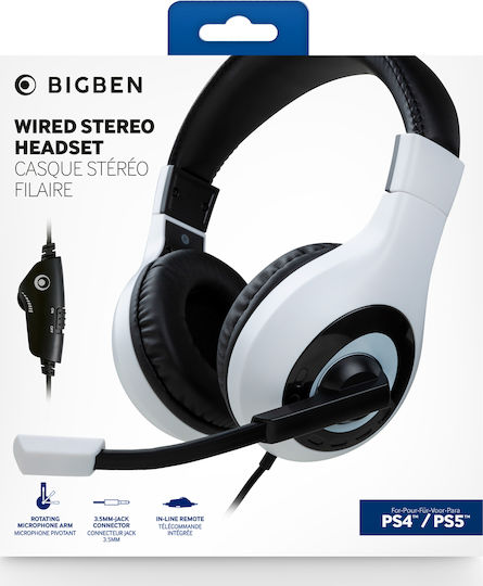 Bigben Interactive Stereo For PS5 On Ear Gaming Headset cu conexiune 3,5mm Alb