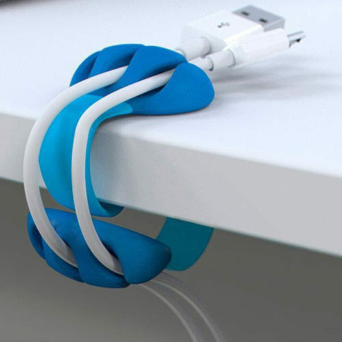 GRAB N GO Silicone Holder Кабелни клипсове за организиране 1бр Син