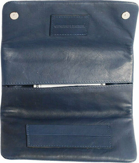 Mario Rossi Lederne Tabaktasche in mit magnetischem Verschluss 16x8.3cm Navy Blue