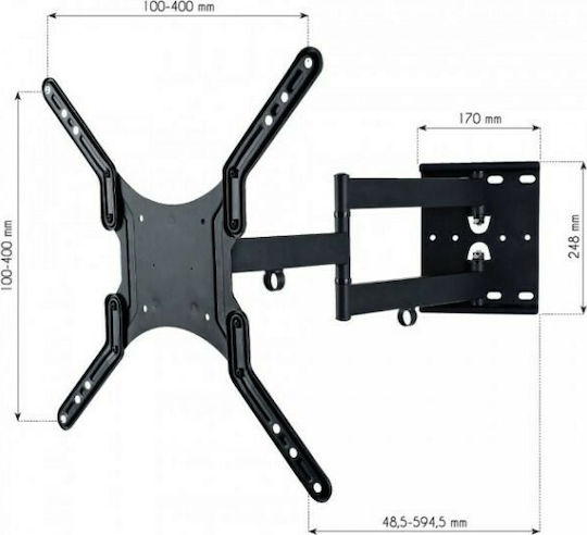 Techly ICA-PLB 136M ICA-PLB 136M Wall TV Mount with Arm up to 55" and 45kg Black