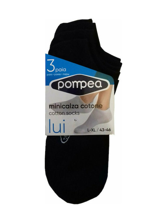 Pompea Men's Solid Color Socks Black 3Pack