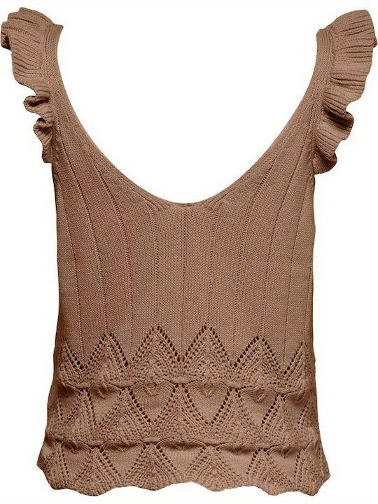 Only Women's Summer Blouse Sleeveless with V Neckline Morning Coffee