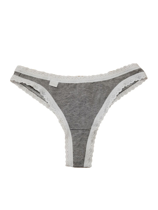 24/7 Weekend Βαμβακερά Femei Brazilia 3Pack cu Dantelă Alb/Grișu/Beige