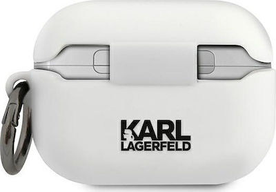 Karl Lagerfeld Choupette Fun Hülle Silikon mit Haken in Weiß Farbe für Apple AirPods Pro