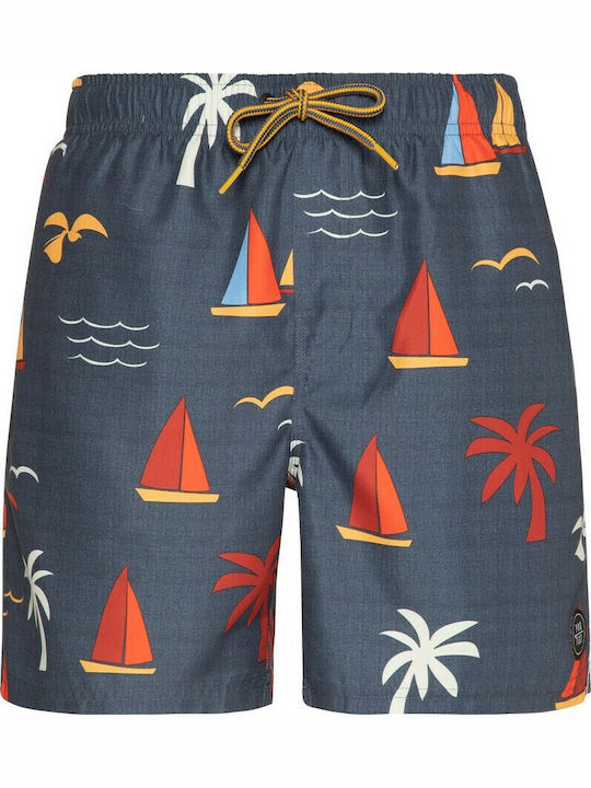 Lamar Men's Swimwear Shorts Oxford Blue with Prints