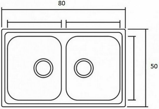 Karag Drop-In Sink Inox Satin W80xD50cm Silver