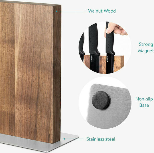 Navaris Double Sided Wooden Magnetic Knife Holder Магнитен Стойка за ножове Дърво
